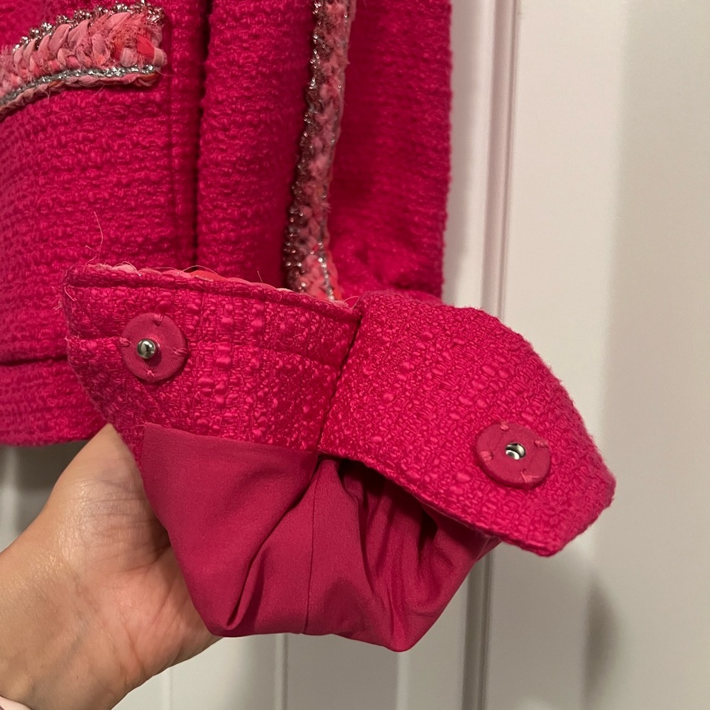 Cabi Ballroom Preppy Jacket Blazor| Size Small | Fuchsia Bouclé Tweed - Picture 10 of 14
